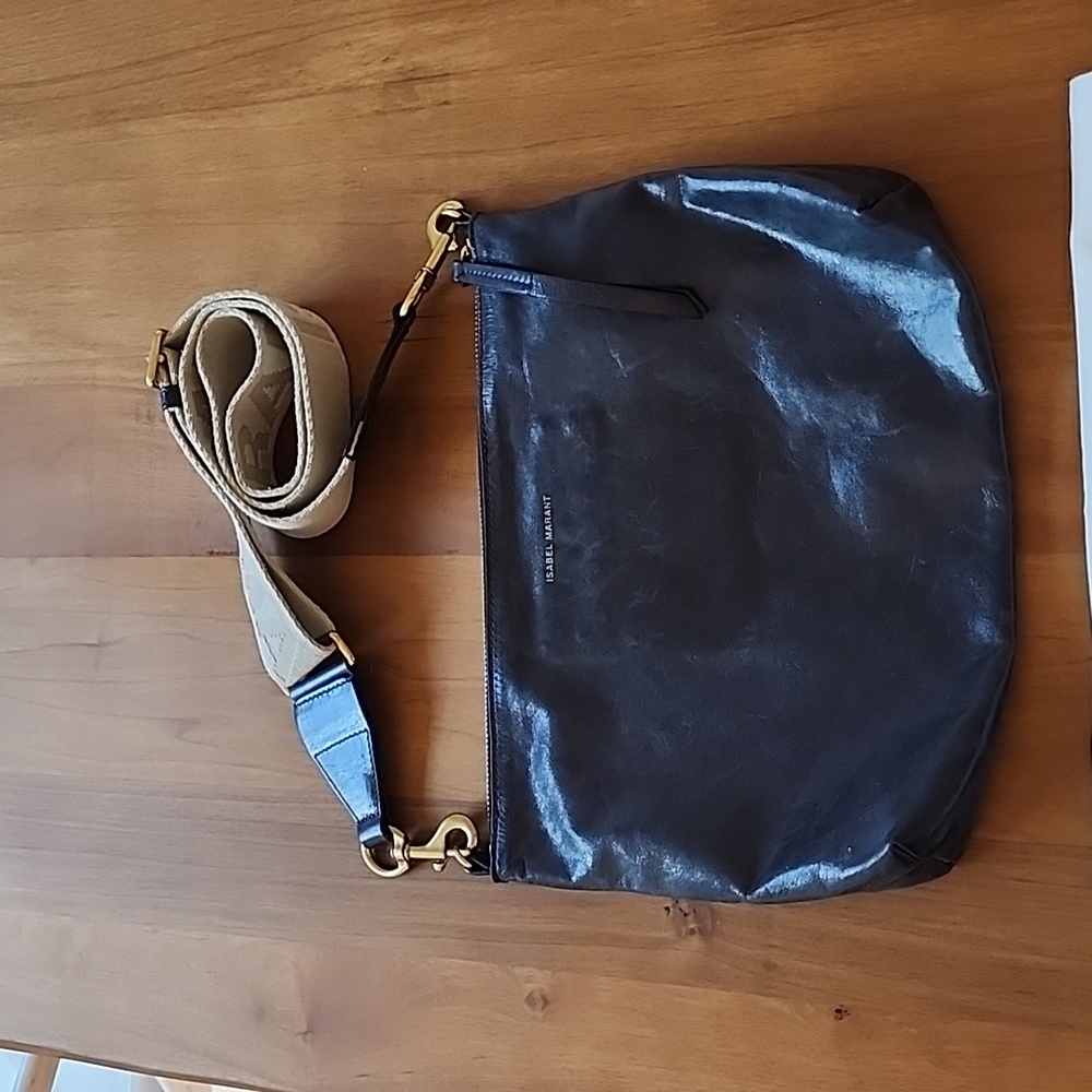 Isabel Marant navy and Tan Crossbody Bag
